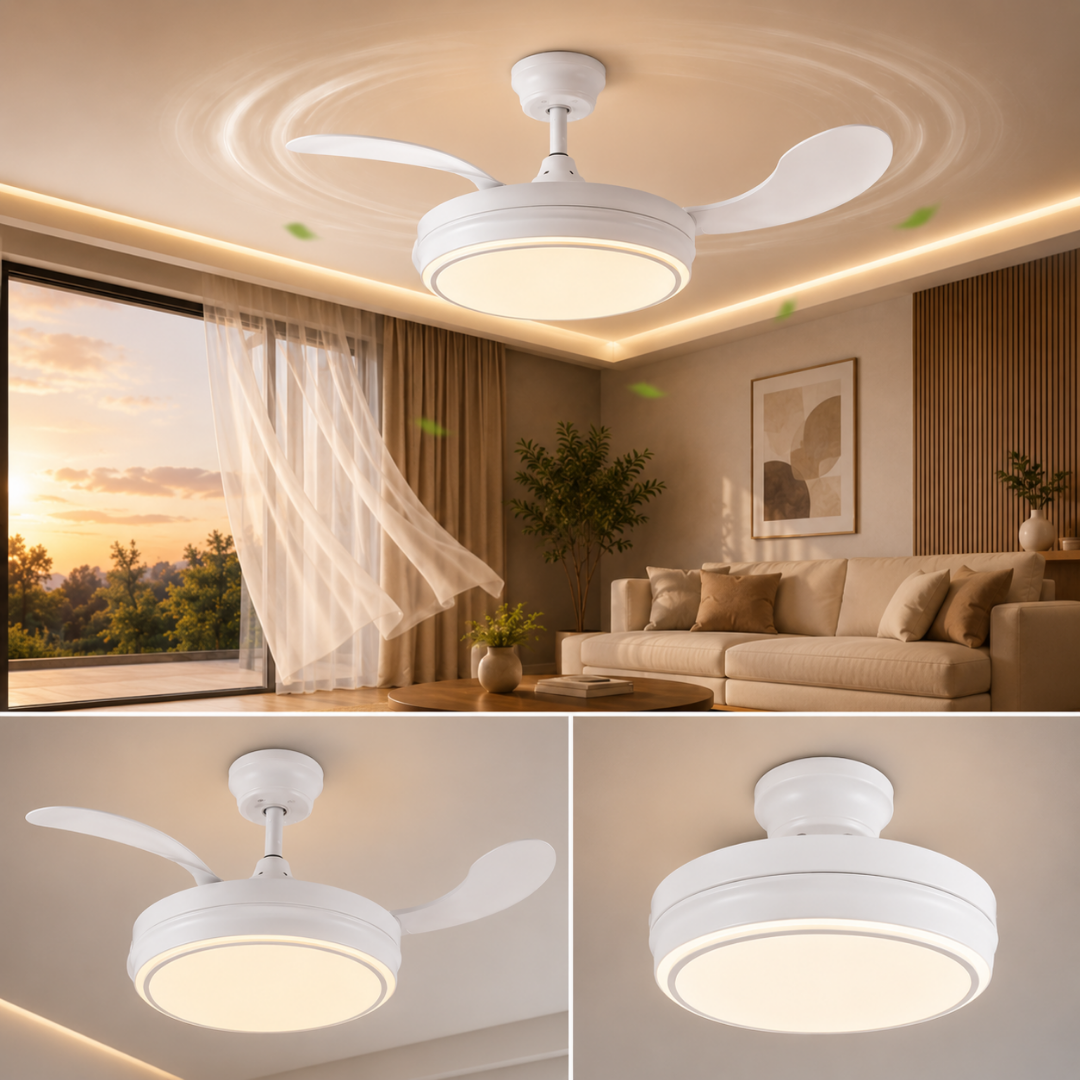 107 CM Katlanabilir LED Tavan Vantilatörü – Kumandalı Sessiz Açılır Kapanır Fan