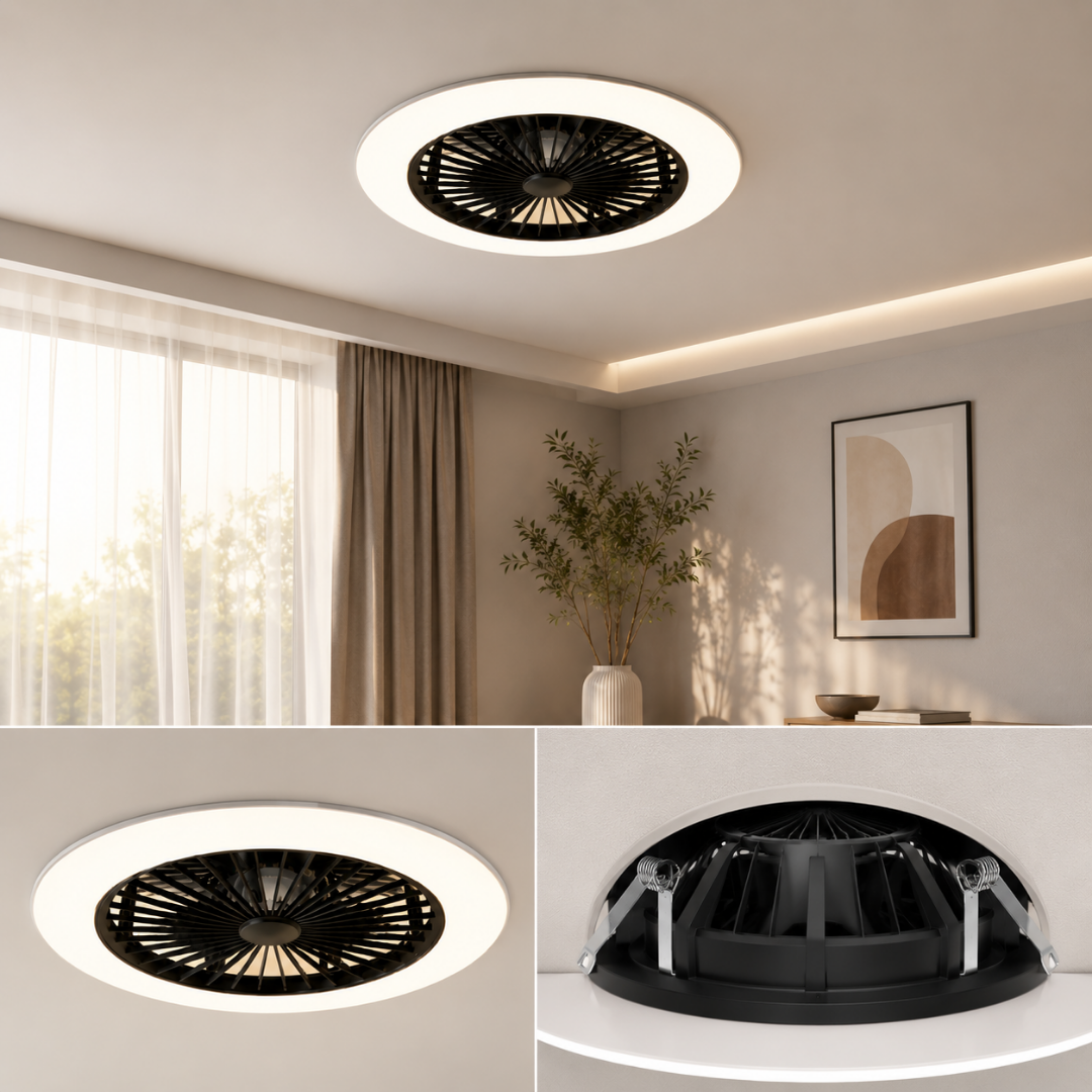 56 CM LED Tavan Vantilatörü Kumandalı – 6 Kademeli Sessiz Tavan Fanı Siyah