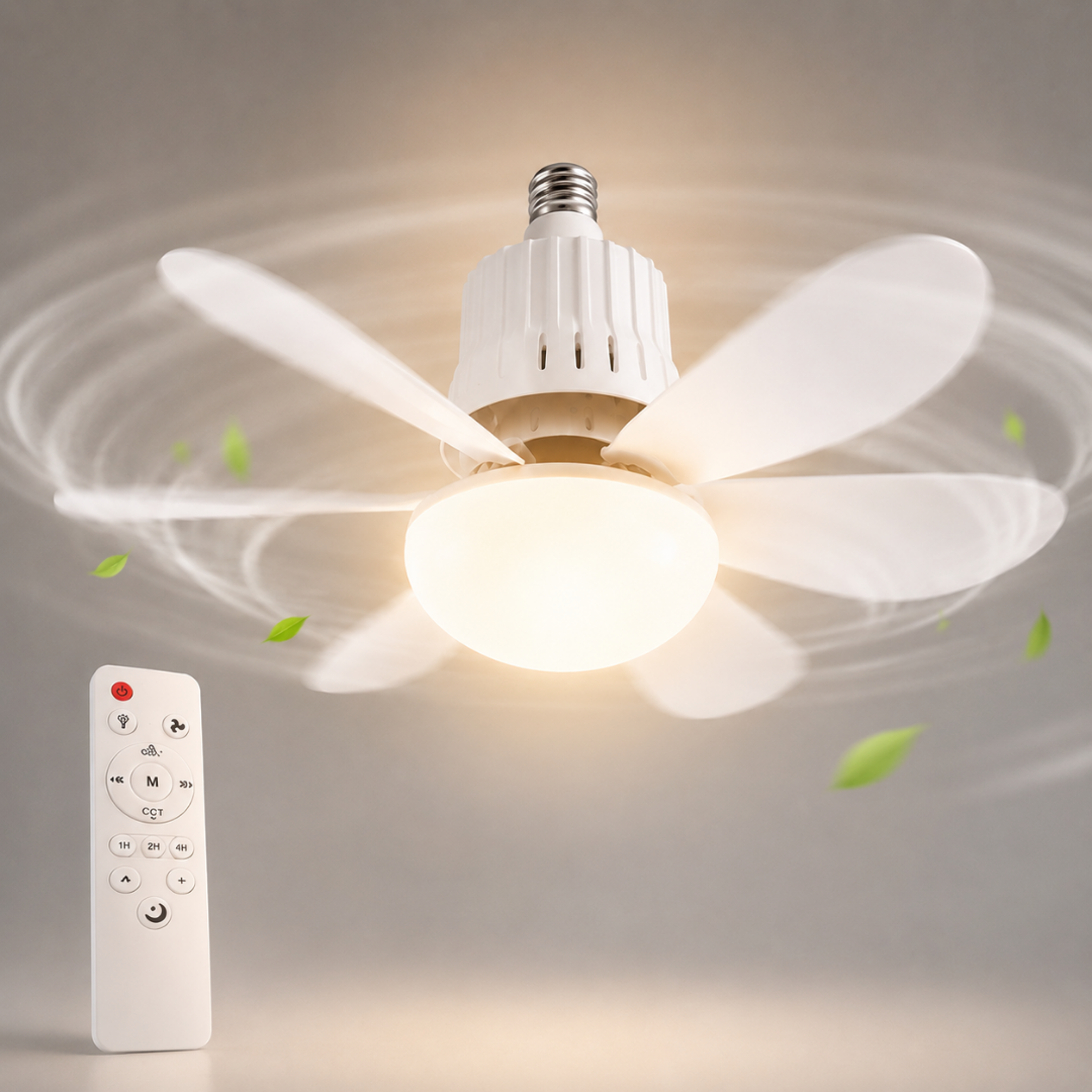 Cata Kumandalı Katlanabilir LED Tavan Vantilatörü – 3 Renk Işık Modlu Sessiz Fan