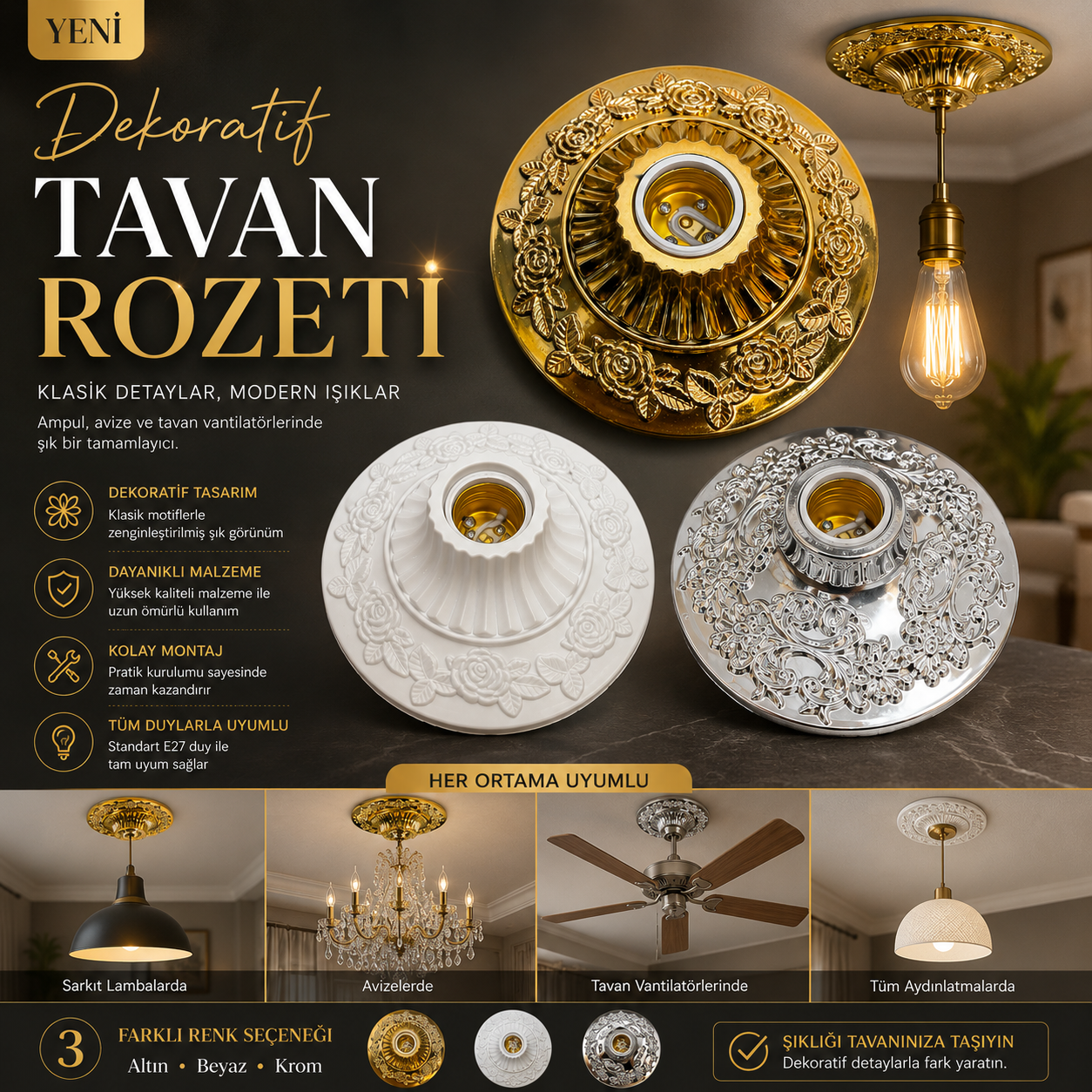 Dekoratif Tavan Rozeti