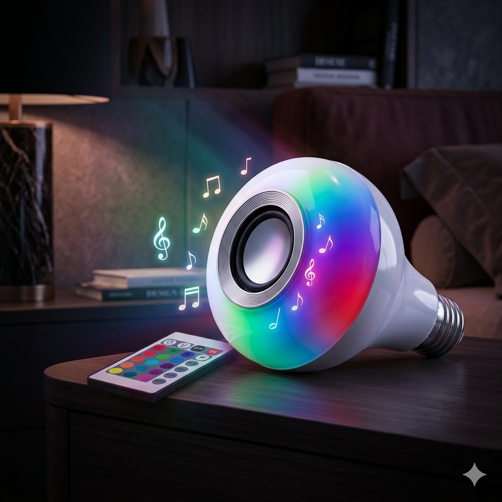 RGB Müzik Çalar Bluetooth LED Ampul – 12 Renk Kumandalı E27 Akıllı Lamba