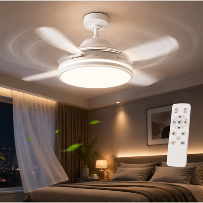 Katlanabilir LED Tavan Vantilatörü Kumandalı – Sessiz 3 Hızlı Açılır Kapanır Fan Lamba 57 CM