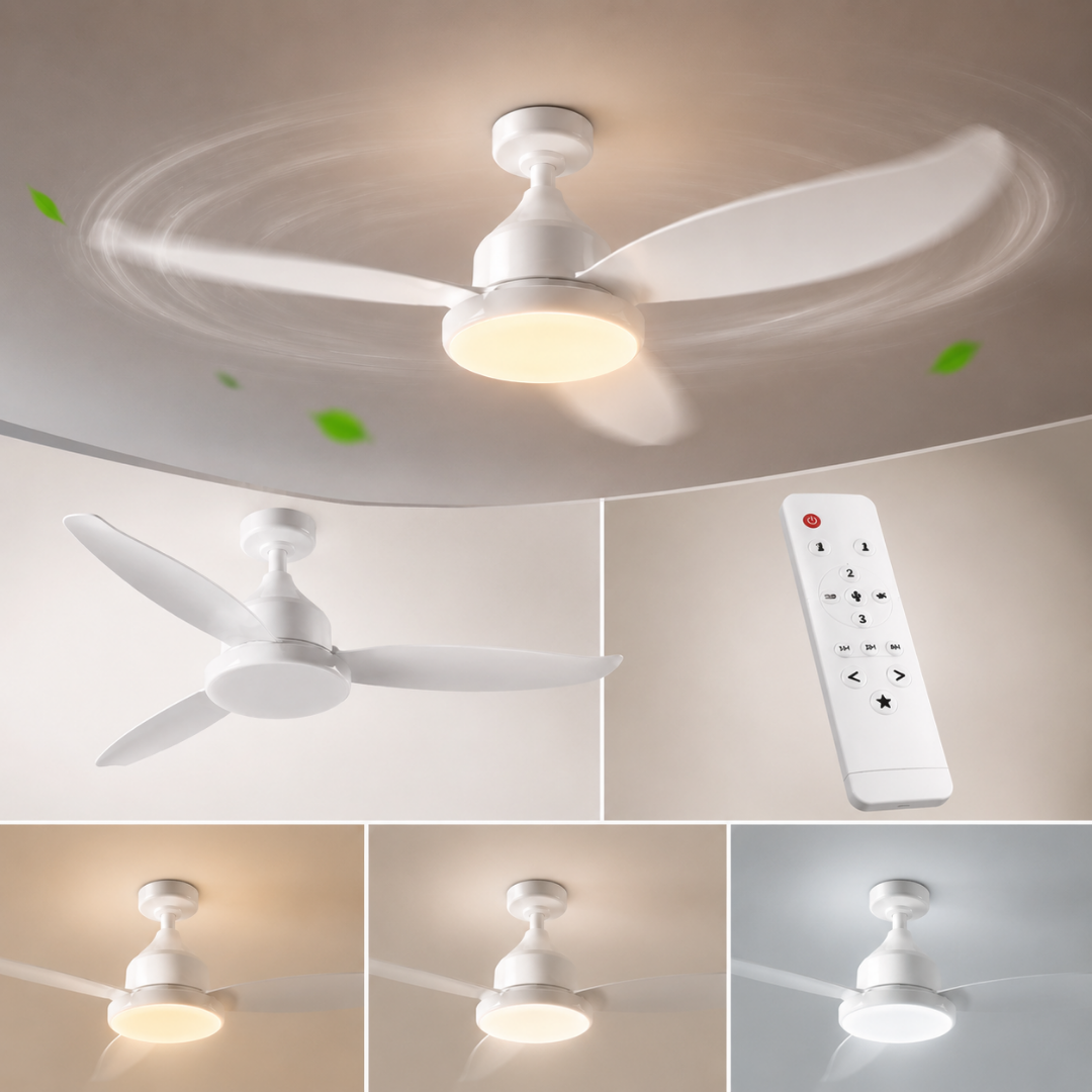 91 CM Kumandalı LED Tavan Vantilatörü – Sessiz 3 Hızlı Modern Tavan Fanı
