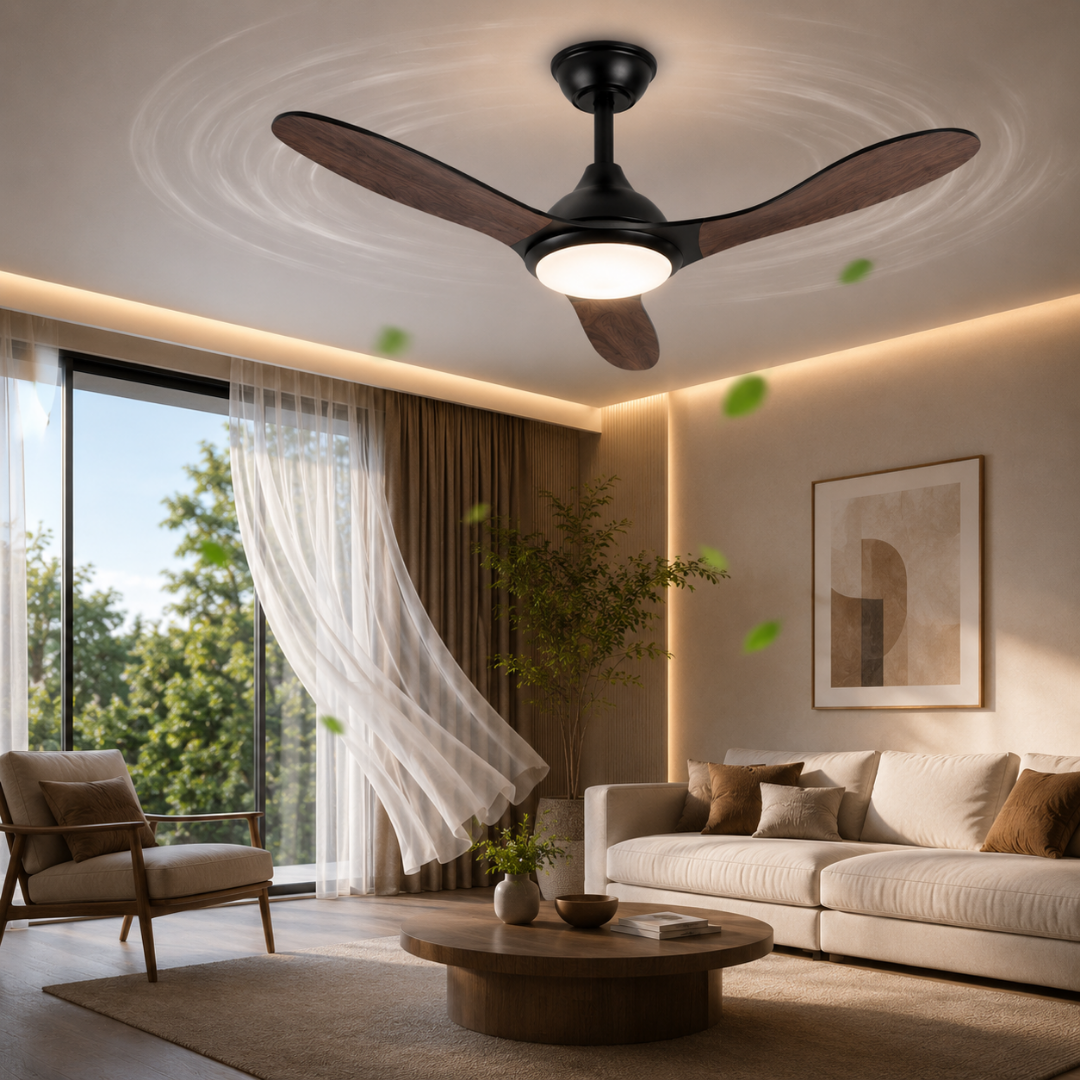 132 CM Ahşap Görünümlü LED Tavan Vantilatörü – Kumandalı Sessiz Modern Tavan Fanı