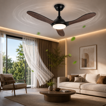 132 CM Ahşap Görünümlü LED Tavan Vantilatörü – Kumandalı Sessiz Modern Tavan Fanı