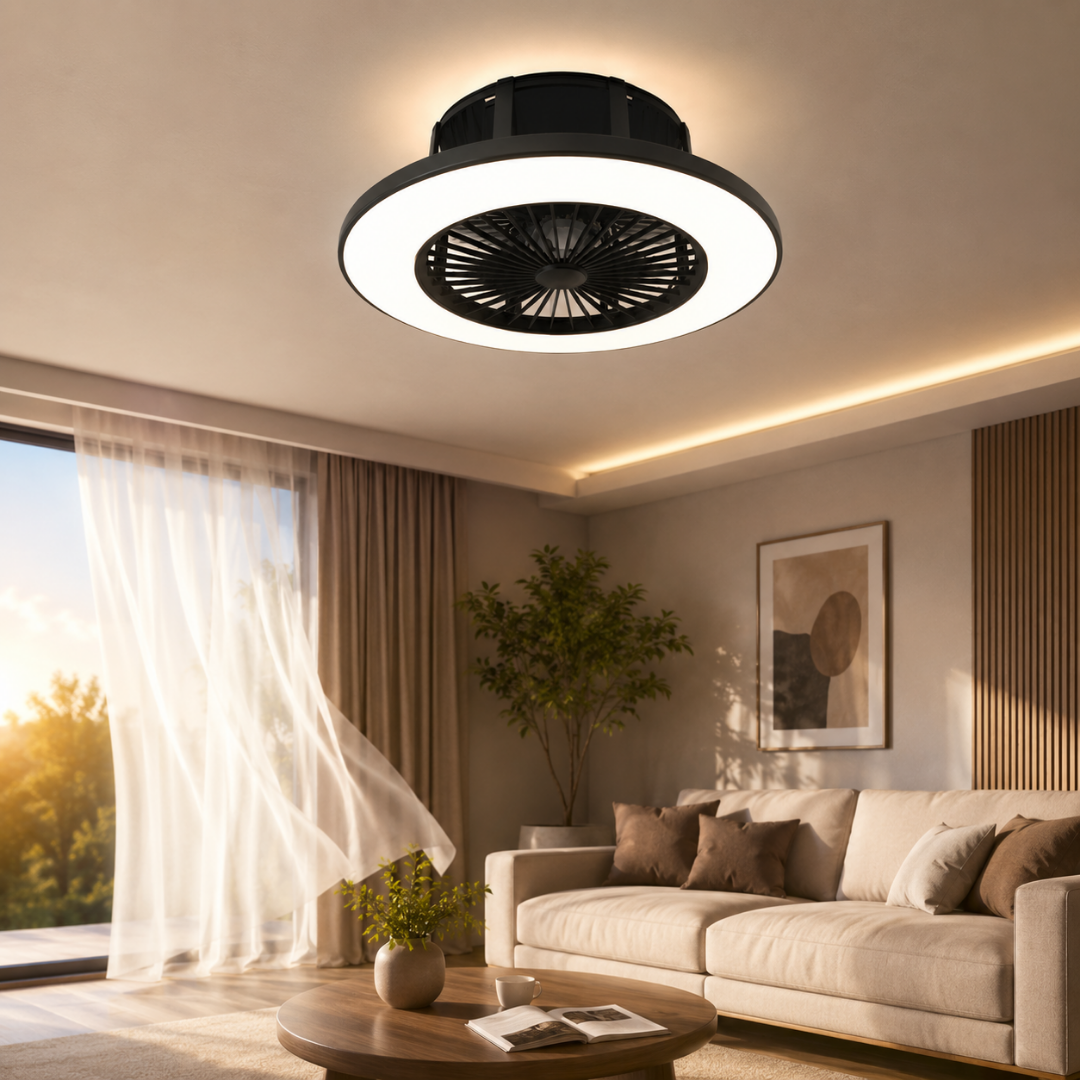 56 CM LED Tavan Vantilatörü Kumandalı – 6 Kademeli Sessiz Tavan Fanı Siyah