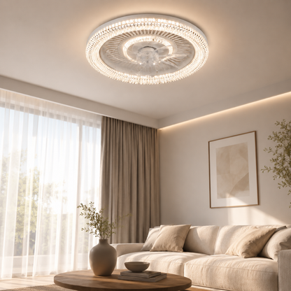 Cata Kristal LED Tavan Vantilatörü 56 CM – Kumandalı Sessiz 6 Kademeli Fan