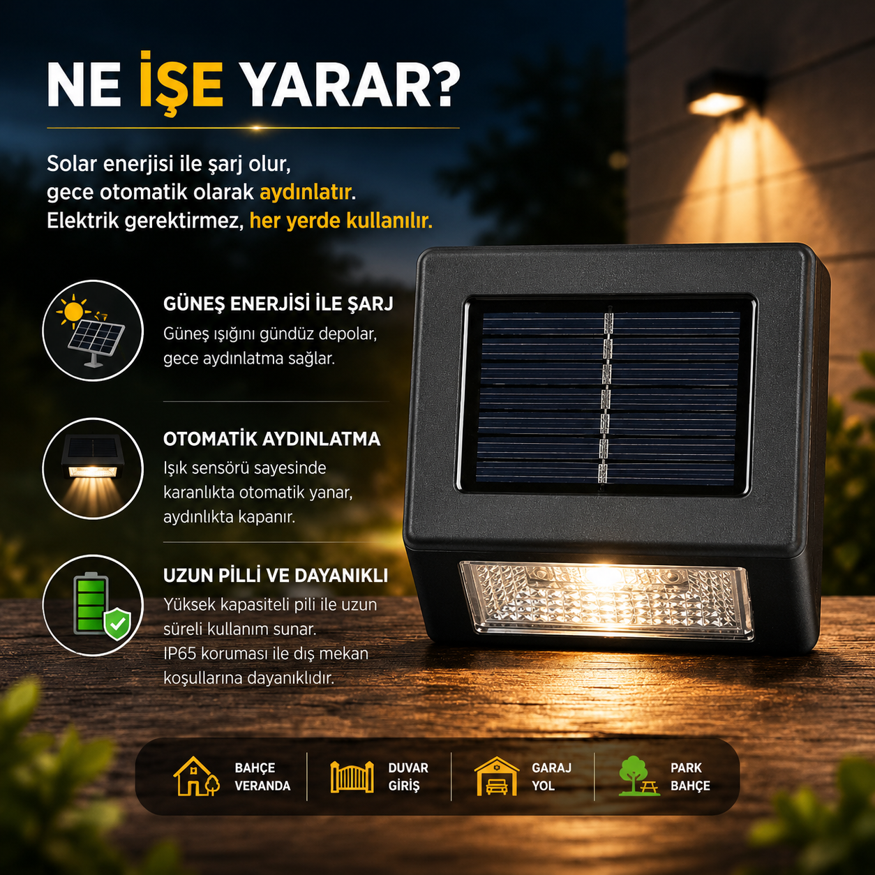 Solar LED Dış Mekan Duvar Lambası – 2’li Set