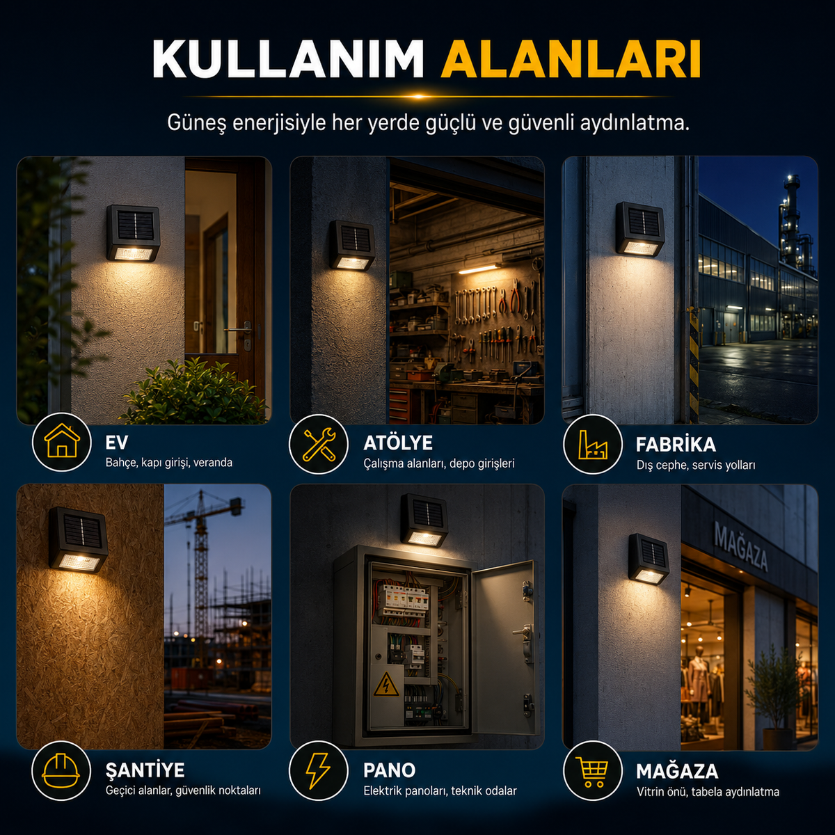Solar LED Dış Mekan Duvar Lambası – 2’li Set