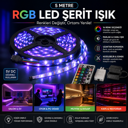 5 Metre RGB LED Şerit Işık