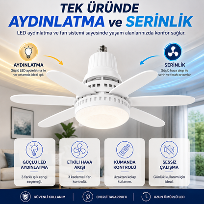 30W Fanlı LED Ampul | Kumandalı | 42 CM