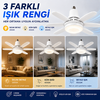 30W Fanlı LED Ampul | Kumandalı | 42 CM