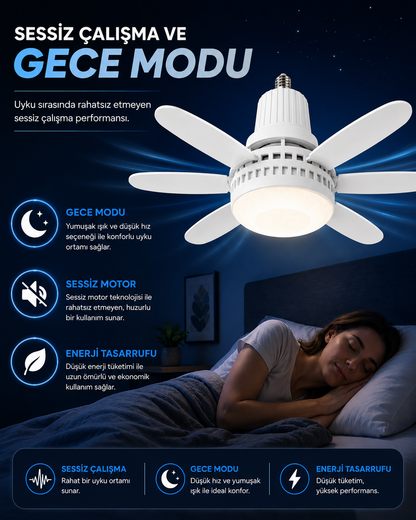 30W Fanlı LED Ampul | Kumandalı | 42 CM