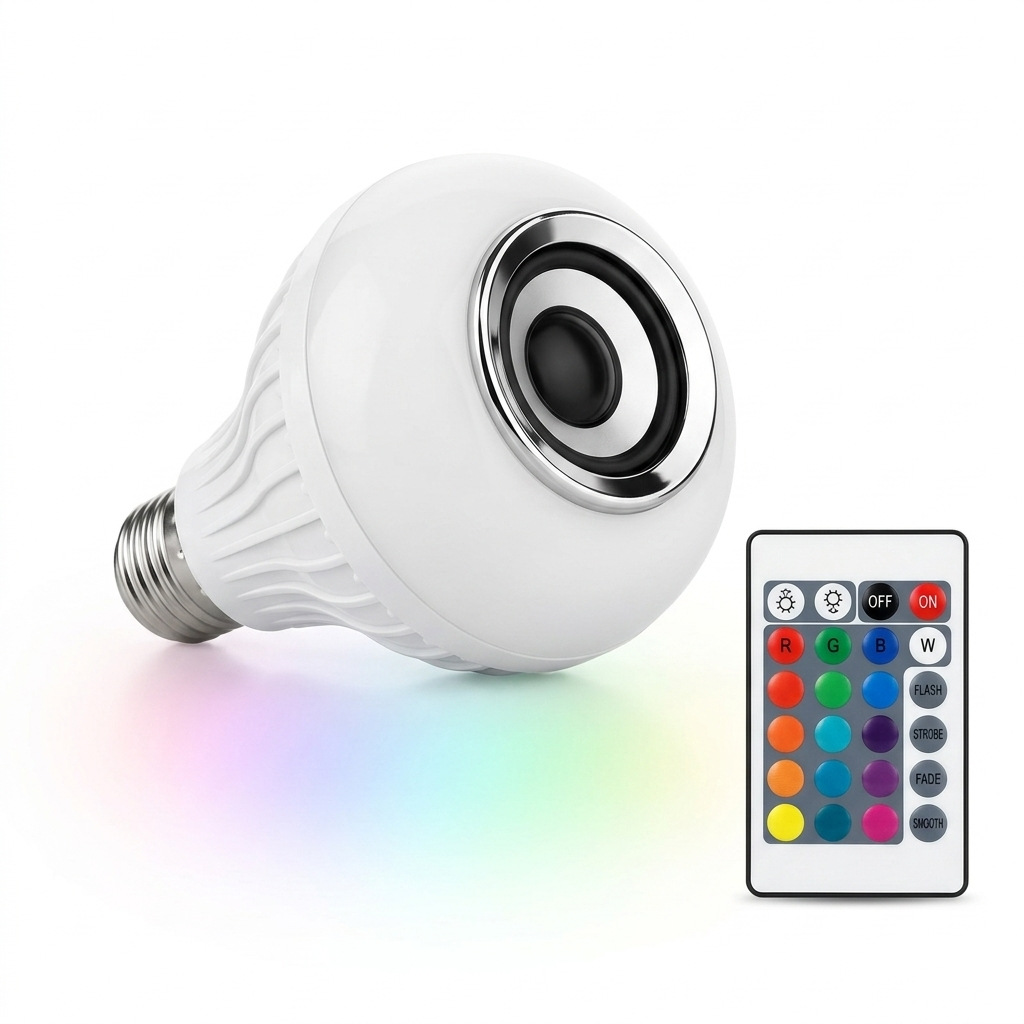 RGB Müzik Çalar Bluetooth LED Ampul – 12 Renk Kumandalı E27 Akıllı Lamba