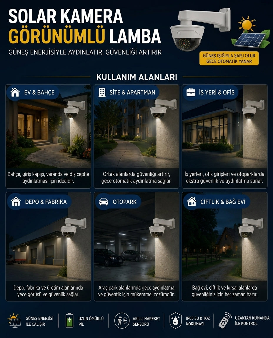 Solar Kamera Görünümlü Sensörlü LED Lamba